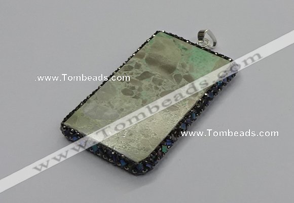 CGP3022 30*60mm - 40*60mm rectangle green apple jasper pendants