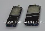 CGP3057 20*60mm - 30*65mm rectangle druzy agate pendants