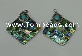 CGP306 35*35mm diamond abalone shell pendants wholesale