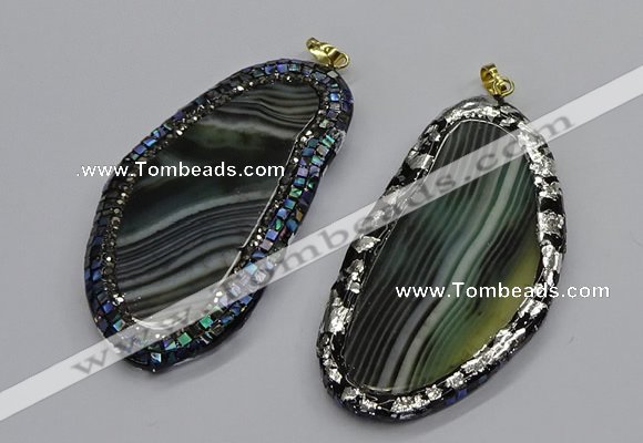 CGP3068 40*65mm - 40*70mm freeform line agate pendants