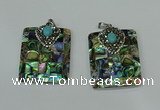 CGP307 30*40mm rectangle abalone shell pendants wholesale