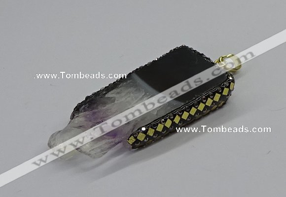 CGP3076 25*50mm - 30*65mm freeform druzy amethyst pendants