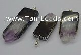 CGP3078 25*50mm - 30*65mm freeform druzy amethyst pendants