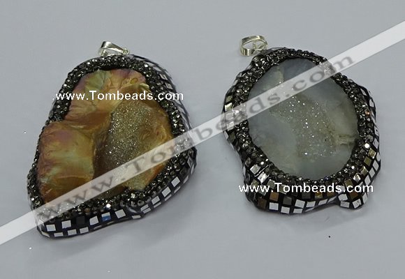 CGP3082 40*50mm - 45*55mm freeform druzy agate pendants