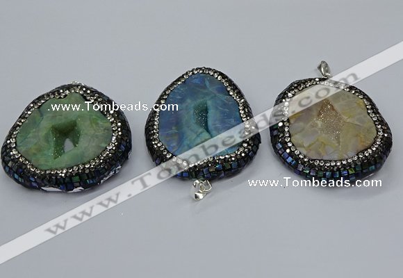 CGP3084 40*50mm - 45*55mm freeform druzy agate pendants