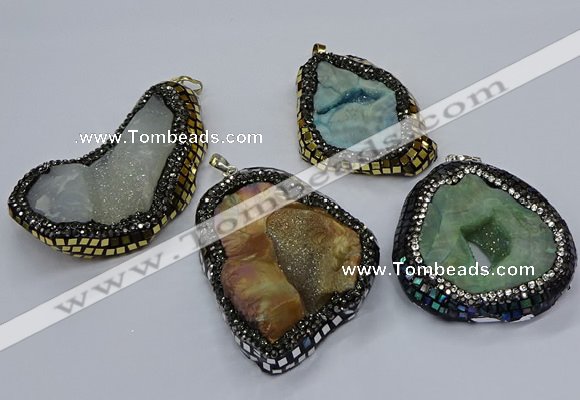 CGP3085 40*50mm - 45*55mm freeform druzy agate pendants