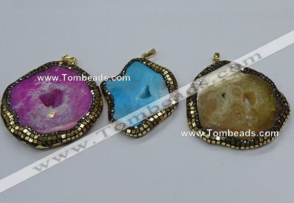 CGP3087 40*50mm - 50*65mm freeform druzy agate pendants