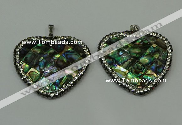 CGP310 40*40mm heart abalone shell pendants wholesale