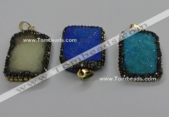 CGP3102 25*35mm rectangle druzy agate pendants wholesale