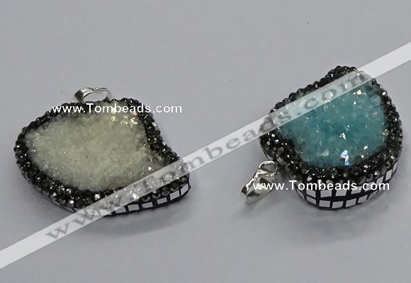 CGP3109 30*40mm heart druzy agate pendants wholesale