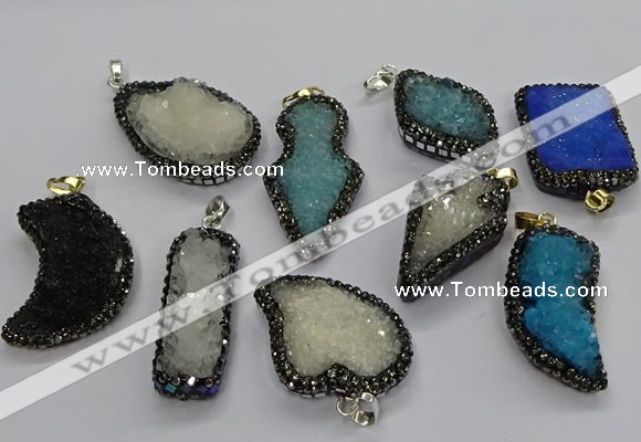 CGP3110 20*30mm - 30*45mm freeform druzy agate pendants