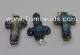 CGP3111 30*50mm cross druzy agate pendants wholesale