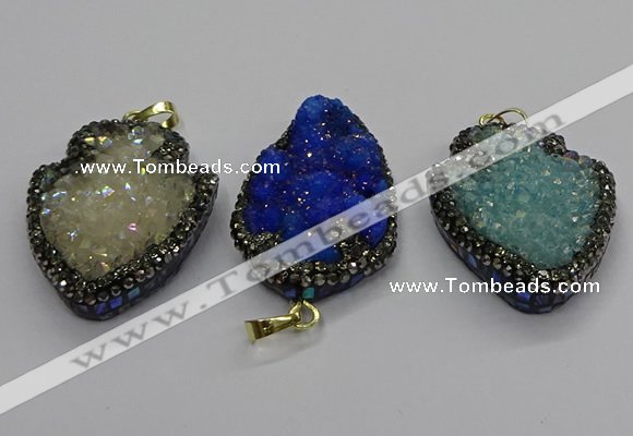 CGP3112 30*45mm arrowhead druzy agate pendants wholesale