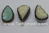 CGP3113 30*55mm flat teardrop druzy agate pendants wholesale