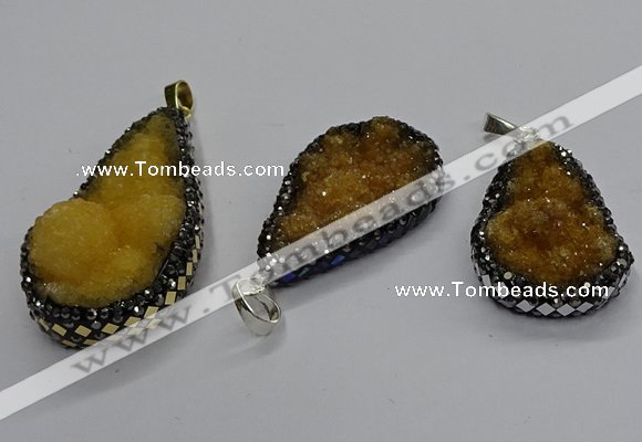 CGP3115 18*30mm - 22*40mm flat teardrop druzy agate pendants