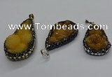 CGP3116 25*45mm - 30*50mm flat teardrop druzy agate pendants