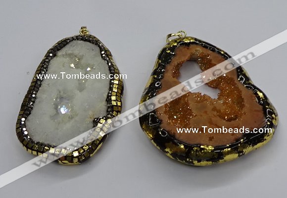 CGP3117 30*45mm - 40*55mm freeform druzy agate pendants