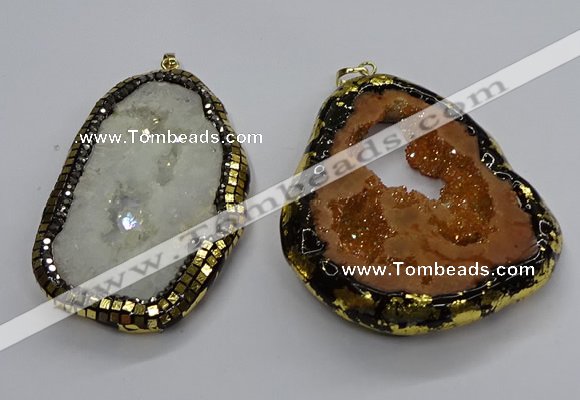 CGP3118 45*65mm - 55*70mm freeform druzy agate pendants