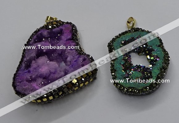 CGP3119 30*45mm - 40*55mm freeform druzy agate pendants