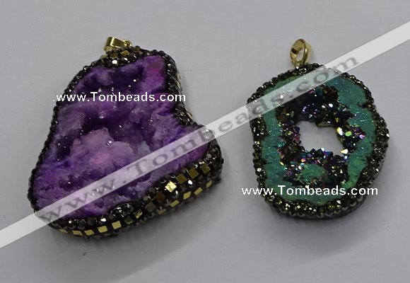 CGP3120 45*65mm - 55*70mm freeform druzy agate pendants