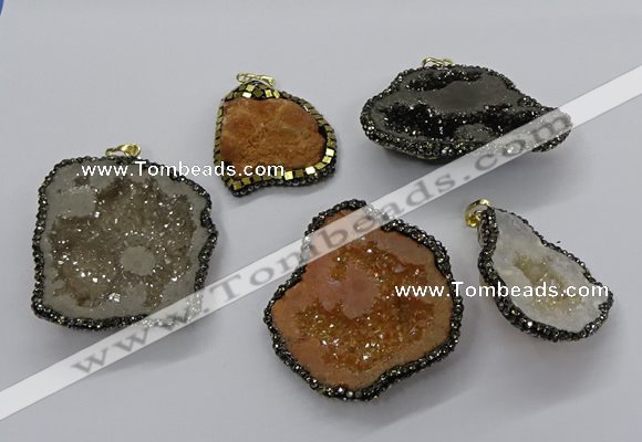 CGP3121 30*40mm - 40*50mm freeform druzy agate pendants