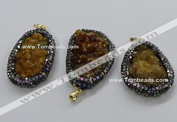 CGP3127 30*50mm - 35*55mm freeform druzy agate pendants