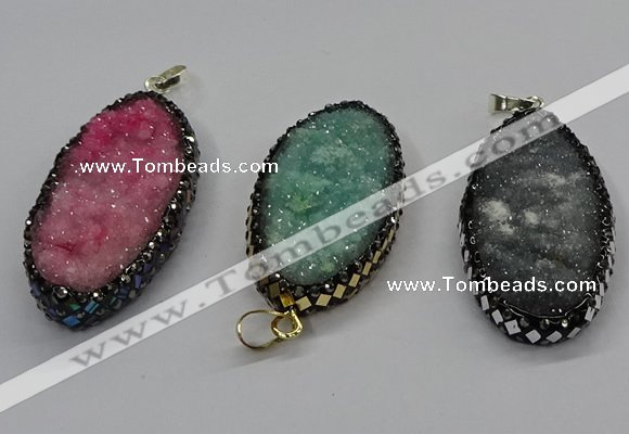 CGP3133 25*50mm - 25*55mm oval druzy agate pendants wholesale