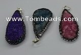 CGP3138 25*50mm - 25*55mm flat teardrop druzy agate pendants