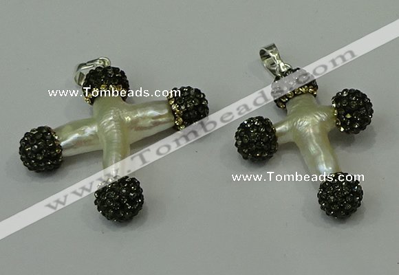 CGP316 25*35mm - 30*35mm cross pearl pendants wholesale