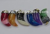 CGP3168 20*50mm - 25*55mm horn agate gemstone pendants