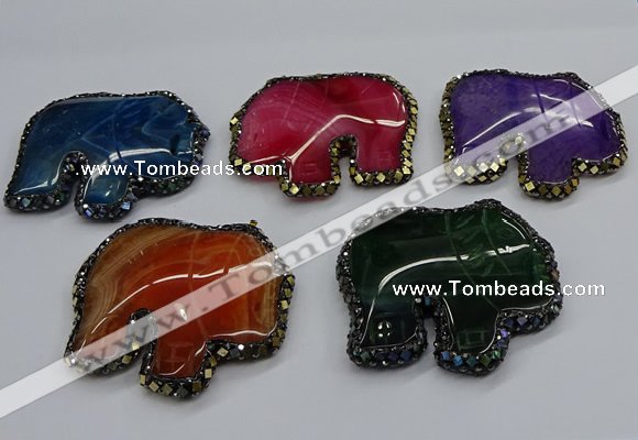 CGP3176 50*55mm elephant agate gemstone pendants wholesale