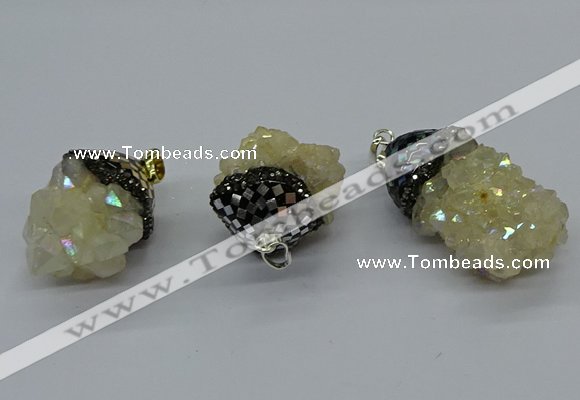 CGP3193 20*30mm - 25*40mm nuggets plated druzy quartz pendants