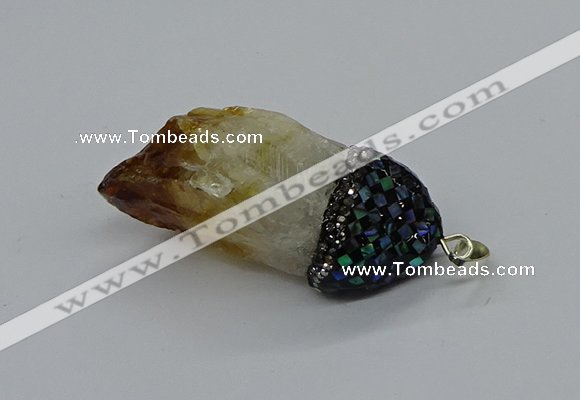 CGP3207 25*45mm - 28*50mm nuggets citrine gemstone pendants