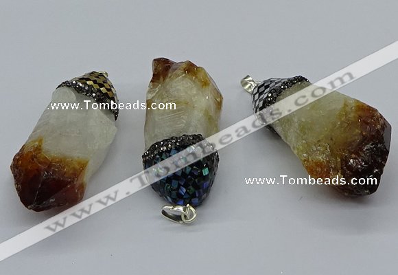 CGP3208 25*45mm - 28*50mm nuggets citrine gemstone pendants