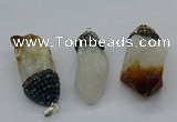 CGP3209 25*45mm - 28*50mm nuggets citrine & white crystal pendants