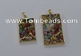 CGP3258 25*40mm - 30*50mm rectangle druzy agate pendants