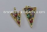 CGP3262 25*40mm - 30*50mm triangle druzy agate pendants wholesale