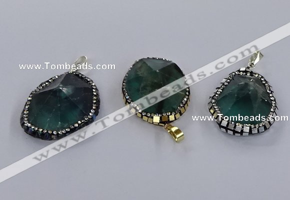 CGP3293 25*30mm - 30*35mm faceted freeform fluorite pendants