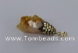 CGP3296 20*40mm - 25*45mm faceted freeform druzy citrine pendants