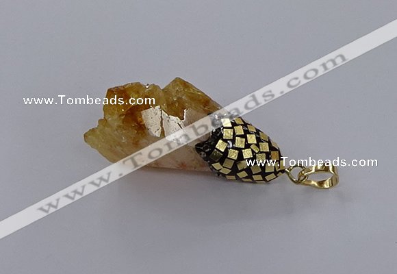 CGP3296 20*40mm - 25*45mm faceted freeform druzy citrine pendants