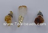 CGP3298 20*40mm - 25*45mm faceted freeform druzy citrine pendants