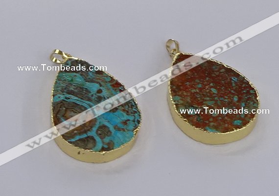 CGP3332 35*40mm - 35*50mm flat teardrop ocean agate pendants