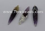 CGP3368 15*50mm - 16*65mm sticks amethyst gemstone pendants