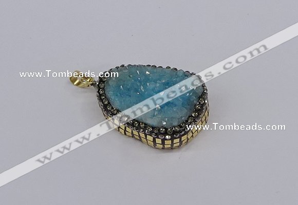 CGP3371 25*35mm - 30*40mm freeform druzy quartz pendants