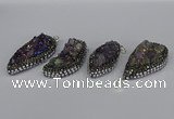 CGP3387 18*40mm - 22*45mm freeform plated druzy amethyst pendants