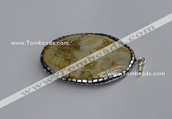 CGP3405 35*50mm faceted oval agate pendants wholesale