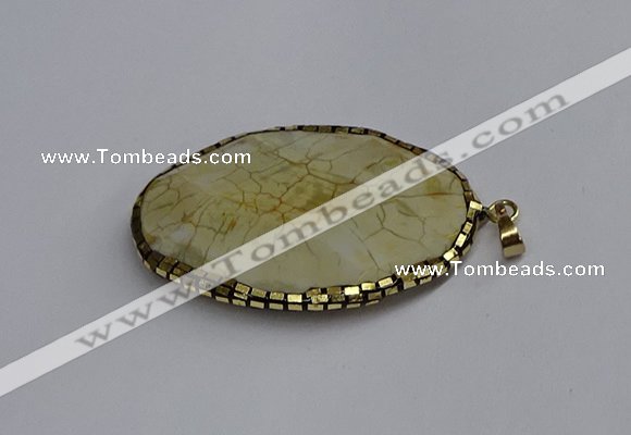 CGP3406 35*50mm faceted oval agate pendants wholesale