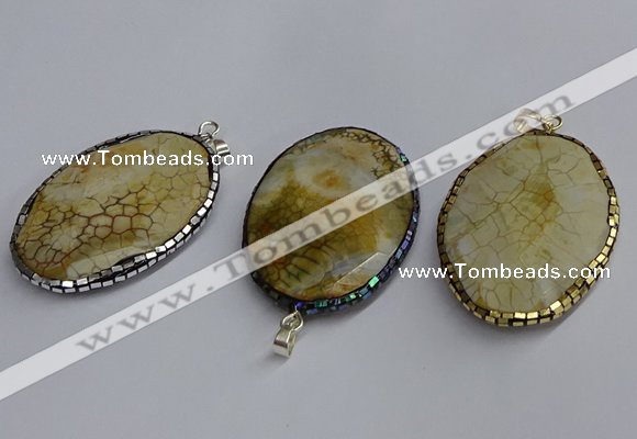 CGP3408 35*50mm faceted oval agate pendants wholesale