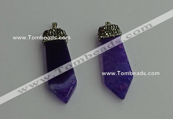 CGP341 12*50mm - 15*55mm arrowhead agate pendants wholesale