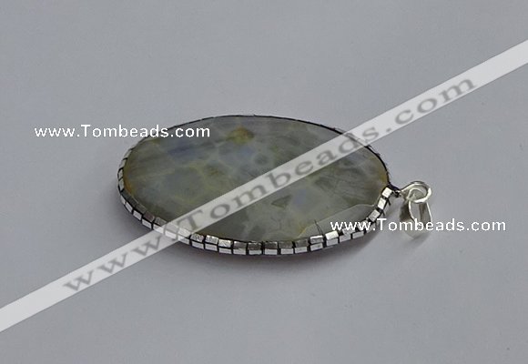 CGP3410 35*50mm faceted oval agate pendants wholesale